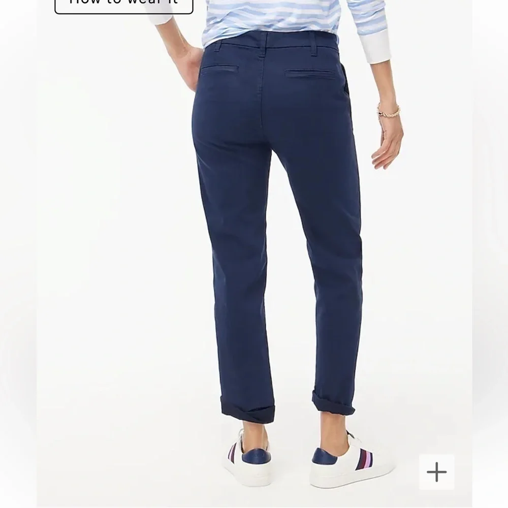 J Crew Navy Blue Petite 12 High Rise Girlfriend Chino Pants